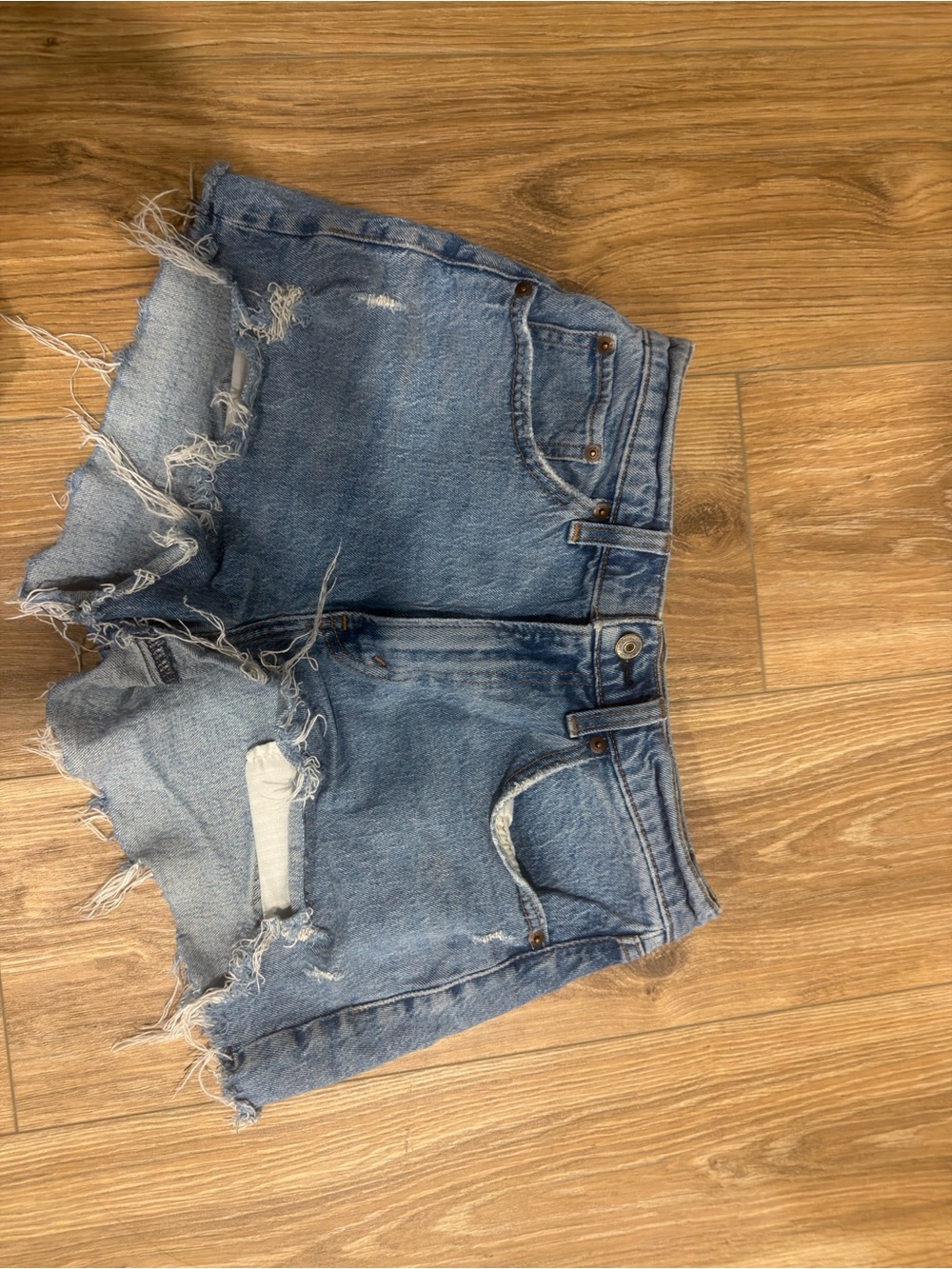 Abercrombie & Fitch Light Blue Distressed Denim Cutoff Shorts